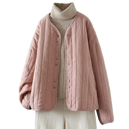 2023 Retro Kunst Winter kurze Jacke Frauen einfarbig personal isierte vielseitige lose lässige Baumwoll mantel geste ppte Tops z4260.