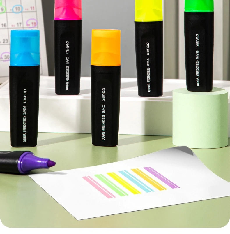 Deli 10-teiliges Textmarker-Set, große Kapazität, Meißelspitze, Bonbonfarben-Marker, Studenten-Briefpapier, Schulbedarf.