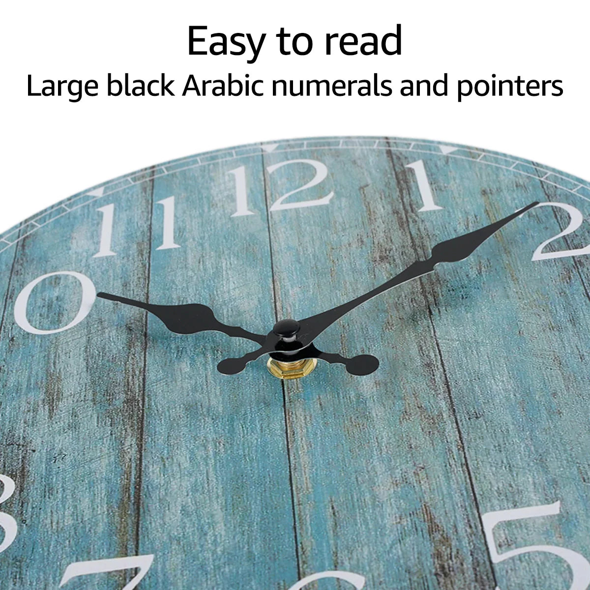 Wanduhr-Set, hölzerne Hängeuhr, 25,4 cm, geräuschlos, nicht tickend, Dekor, Retro, rund, batteriebetrieben, Hängeuhr für Zuhause