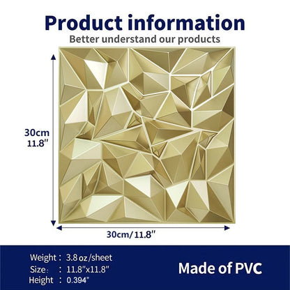 10pcs Diamond Design Decorated 3D Wallpanel, 30cmx30cm Matte White/Black/Golden, Diy Home Decoration Wallboard Wall stickers