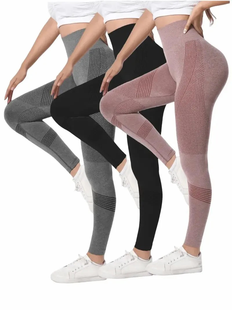 High Waisted Seamless Stretch Athletic Yoga Pants Leggings  Ultra Breathable Quick-Drying for Running Fitness Solid Colors.