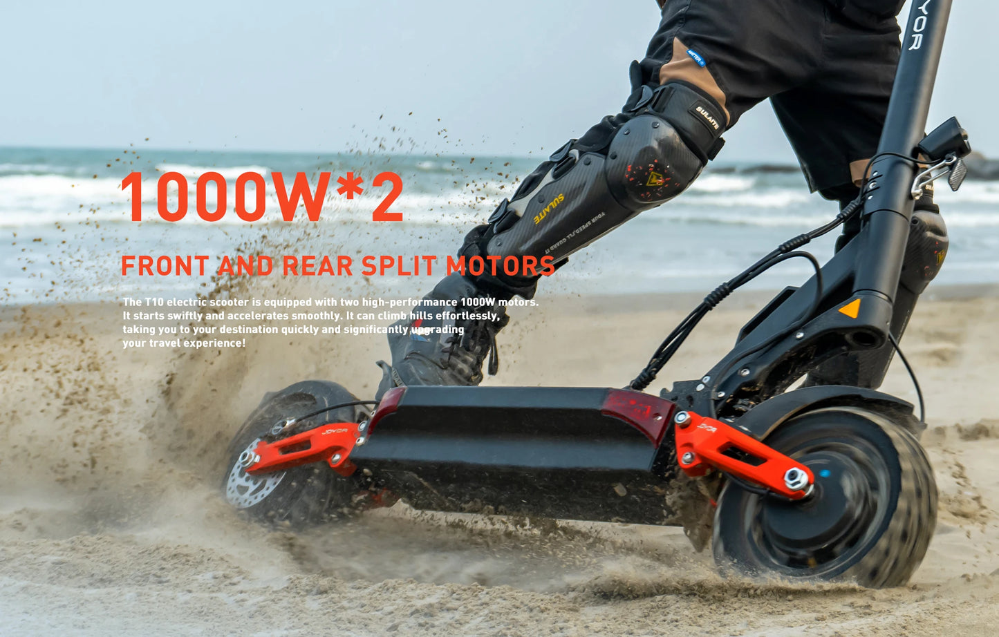 JOYOR T10 Adult Off-Road Electric Scooter 1000W*2 Motor 60V18AH Battery Escooter 10" Off-Road Tire Foldable E-Scooter.