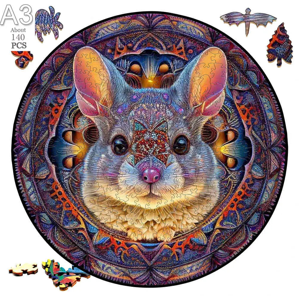 Giraffe Wooden Animal Puzzle Medium Difficulty Wood Jigsaws for Kids Adults Dragonfly Jigsaw Interesting Intelligent Toys