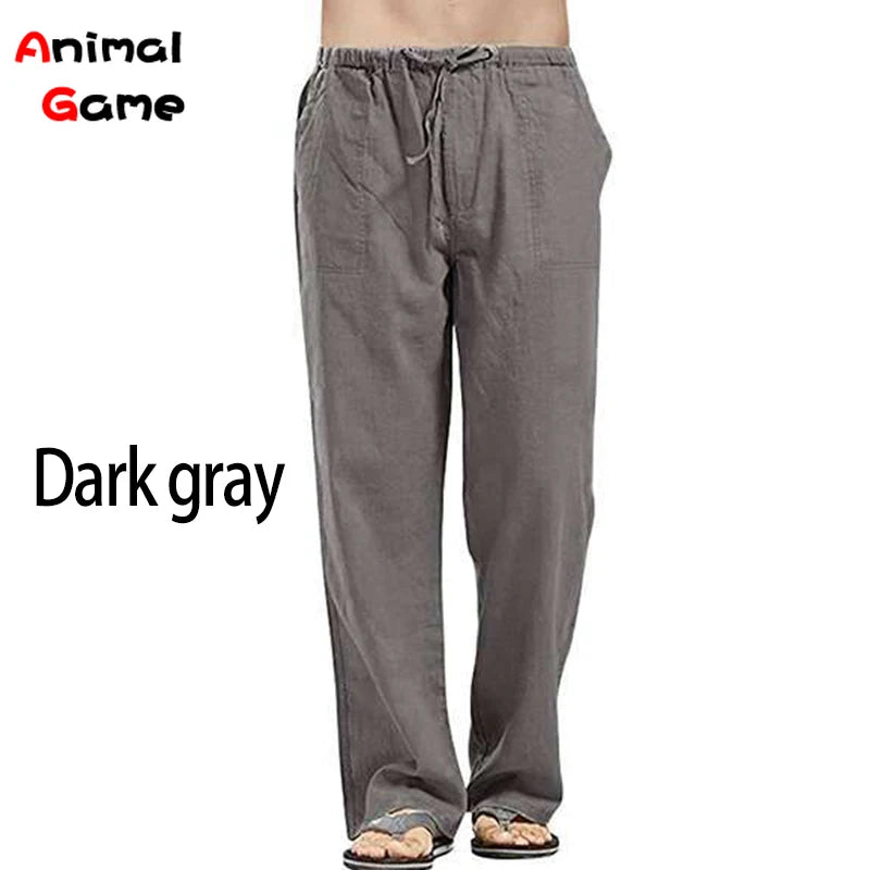 Spring Linen Wide Men Pants Korean Trousers Oversize Cotton Streetwear Male New Yoga Pants Casual Men Clothing Sweatpants