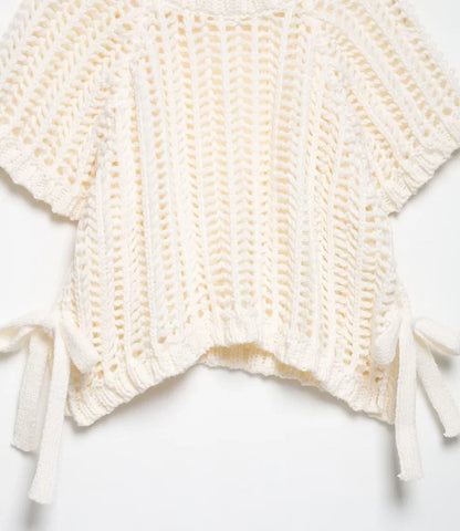 MUJER 2025 Stricken Crop Tops Frau Kurzarm Pullover Gestrickte Kurze Pullover für Frauen Gebunden Strickwaren Mode Damen Pullover.