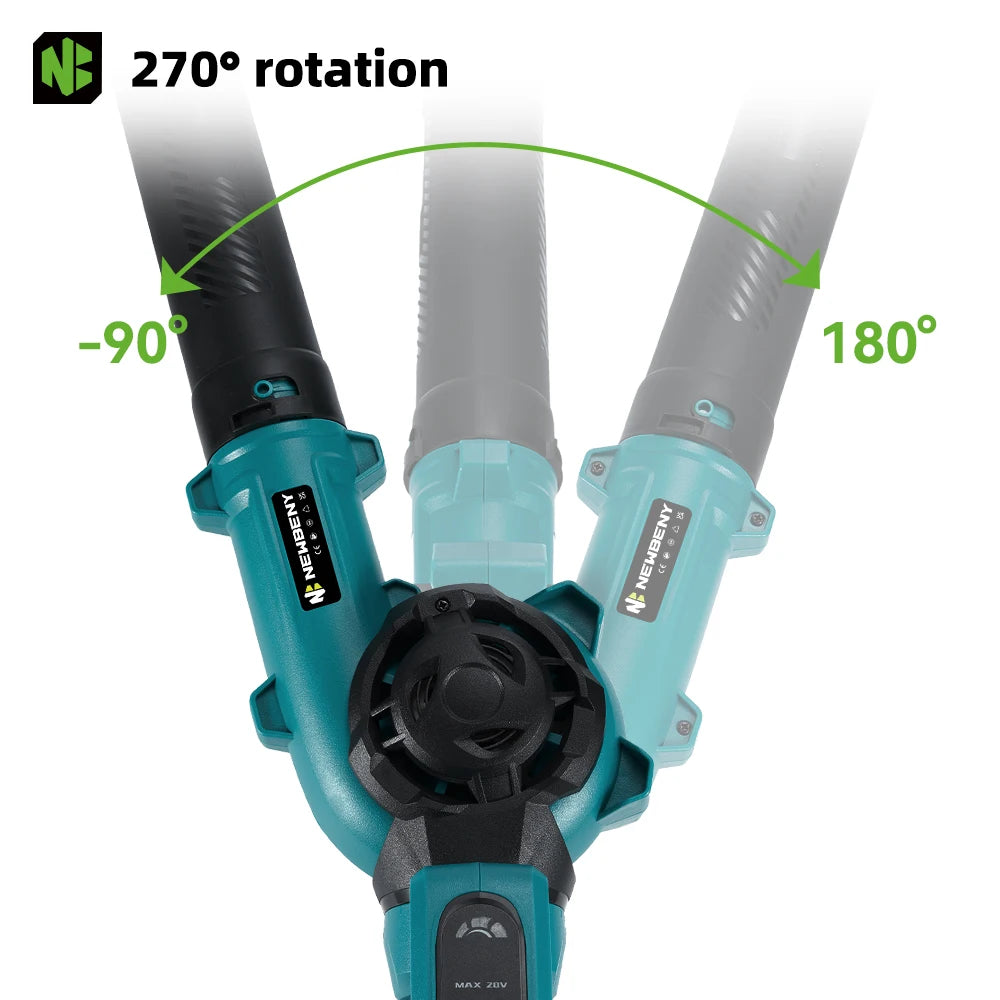 NEWBENY 3 Gänge bürstenloses elektrisches Luftgebläse, kabellos, verstellbare Rotation, Blatt-Schnee-Staubreiniger-Werkzeug für 21 V 18 V Batterie