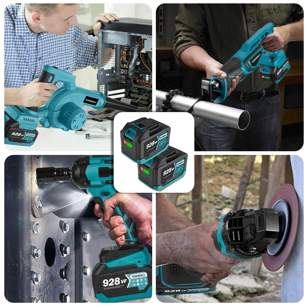 YOFIDRA 388VF 928VF wiederaufladbarer Lithium-Akku, 22500 mAh, 15000 mAh, Li-Ionen-Akku für elektrische Kettensäge, Bohrschlüssel, Elektrowerkzeug