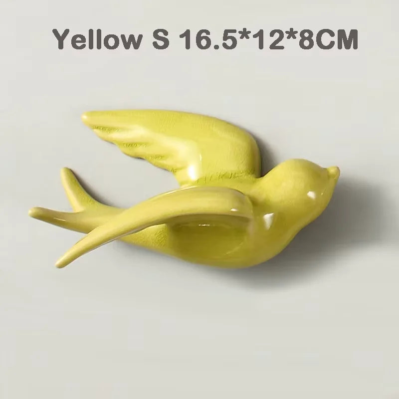 Ceramic Swallows Sparrow 3D Simple Ceramic Birds Murals Wall Hanging Decorations Crafts Home Ornaments Home Wall Sculptures RE