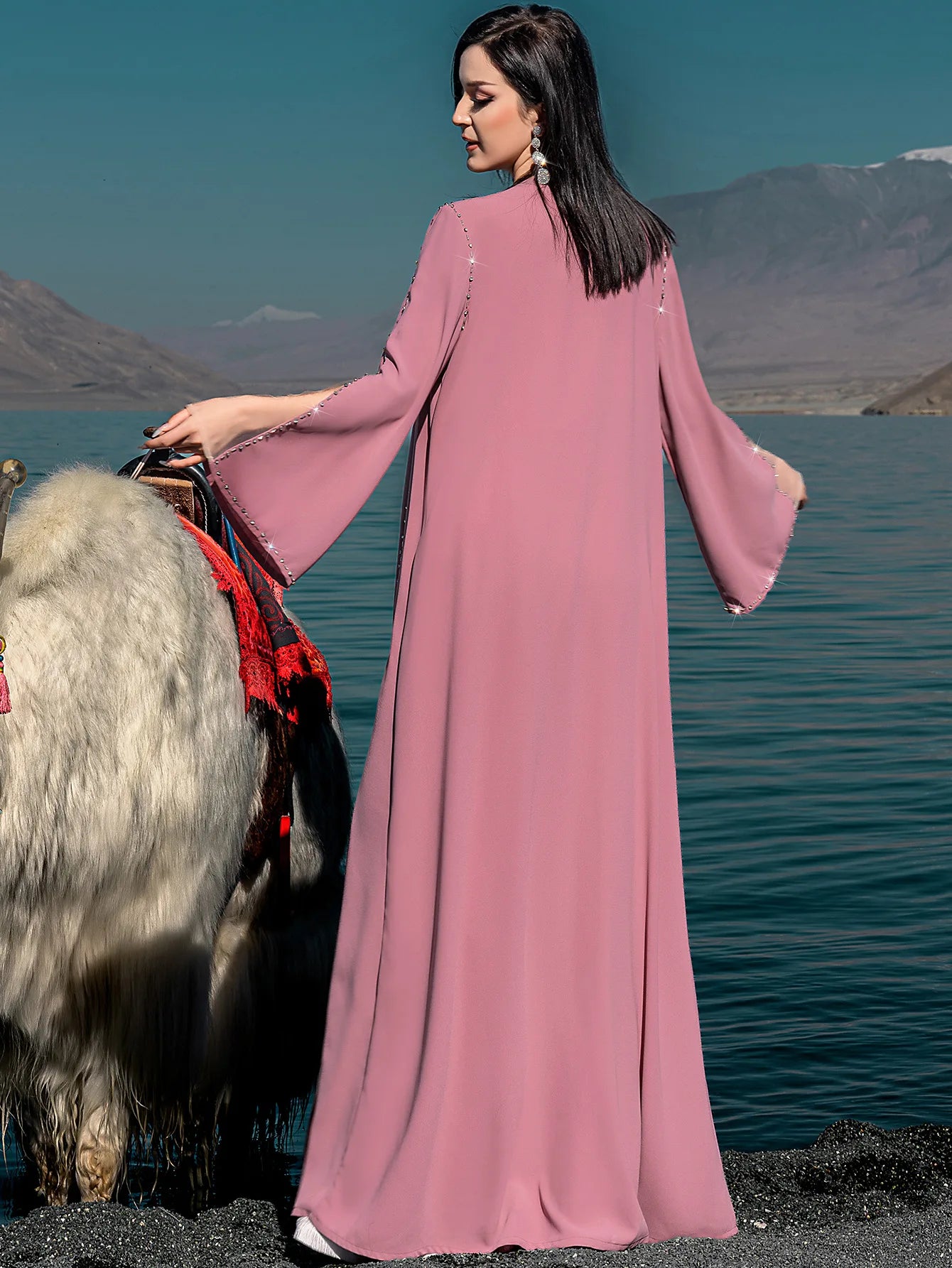 Eid Diamonds Abayas for Women 2025 Fashion Muslim Dress Dubai Open Abaya Kebaya Kimono Jalabiya Caftan Marocain Femme Robe Gown.
