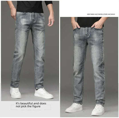 Csmor Lee Men's Jean Autumn Winter Loose-fit Straight-leg Trendy Pants Casual Denim Trousers Men Classic Stretch Jeans Fashion.