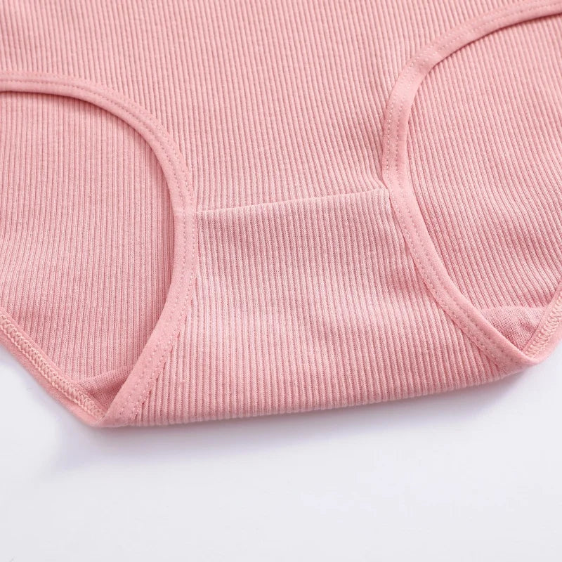 7Pcs Women's Cotton Panties Solid Color Plus Size Briefs Female Mid Waist High Elastic Underwear Cozy Breathable Lingerie S-2XL