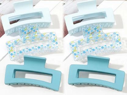 3 Pcs Frosted Cream Color Transparent Fruit Shark Scratch Clip-ins Style Back of Head Premium Wind Plate Women Hair Accessories