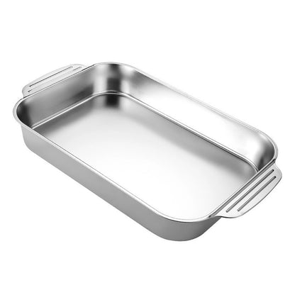 Large Capacity Stainless Steel Fish Deep Plate Both Gas and Induction Cooker BBQ Fried Beef Food Tray Seafood Dish Bbq Plate.