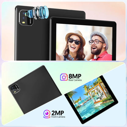 BAKEN 10-inch Android 15 tablet, quad-core processor, 12GB (3+9 expansion) RAM + 64GB storage, 5G WiFi, 1280*800 dual cameras.
