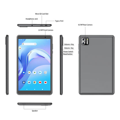 PRITOM 8 Inch Tablet Android 13, 8GB(4+4 Expand) RAM 64GB ROM,1TB Expand,1280x800 IPS Screen 5000MAH Battery,Dual Camera, WiFi.