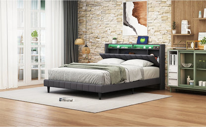 Anajqaqia gepolstertes Doppelbett 140 x 200 cm, 160 x 200 cm, mit Licht und Aufladung, ohne Matratze