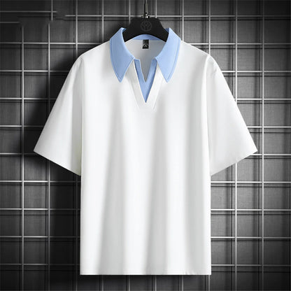 Summer V-neck T-shirt Men Plus Size 8XL Short Sleeve Tshirt Tops Tees Male Fashion Casual Shirts Big Size 8XL.