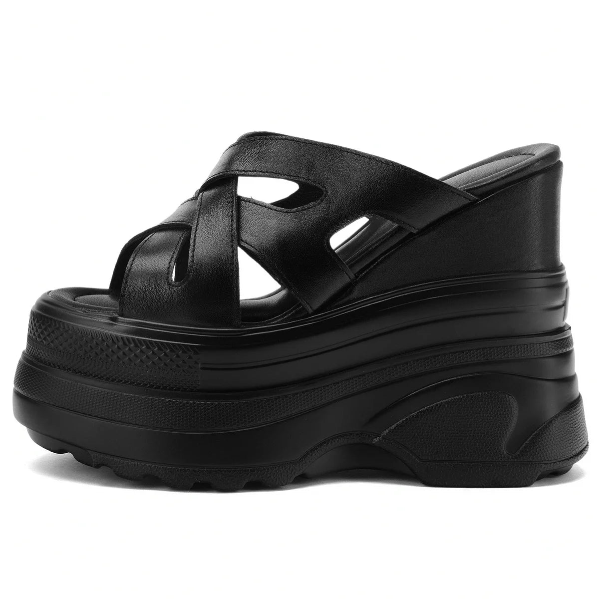 Plus Size 46 47 Gladiator Sandals Women Size 45 Genuine Leather Wedges High Heel Mules Summer Platform Pumps Big Size 44 Shoes.