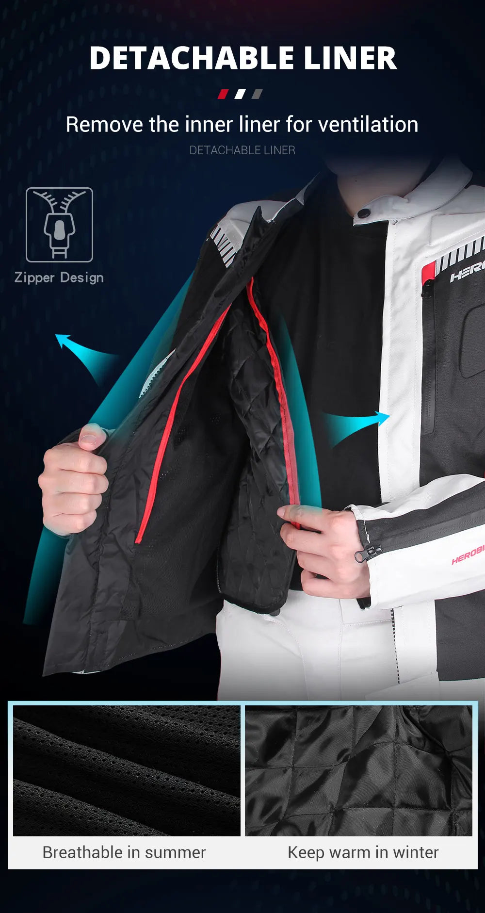 HEROBIKER Waterproof Motorcycle Jacket Man Racing Jacket Wearable Motorcycle Pants Moto Clothing With EVA Protection.