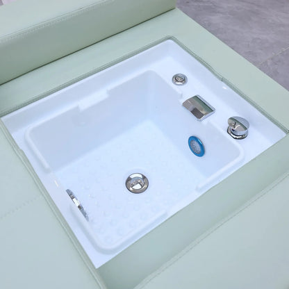 Elektrisches Lift-Shampoo-Bett, All-in-One-SPA-Salonmöbel mit Massage- und Wassercirculation, Waschbecken, Kopfbegasung und Fußbad