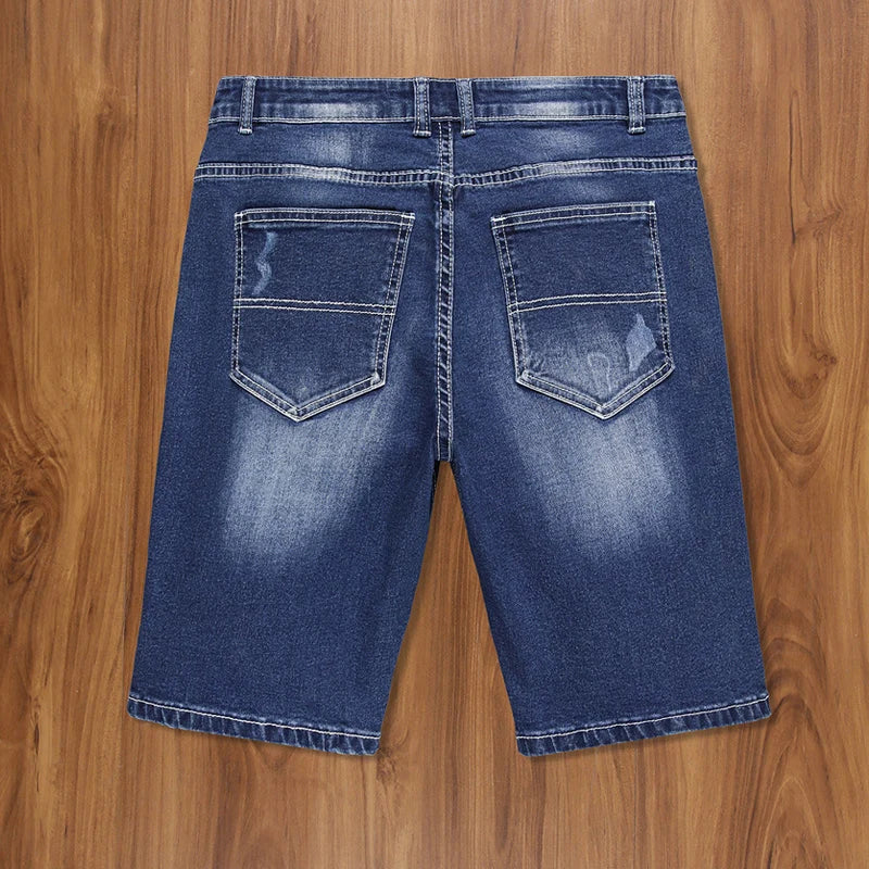 Neue Sommer Herren Stretch zerrissen kurze Jeans Blue Denim Shorts Hosen große lässige Mittel hose.