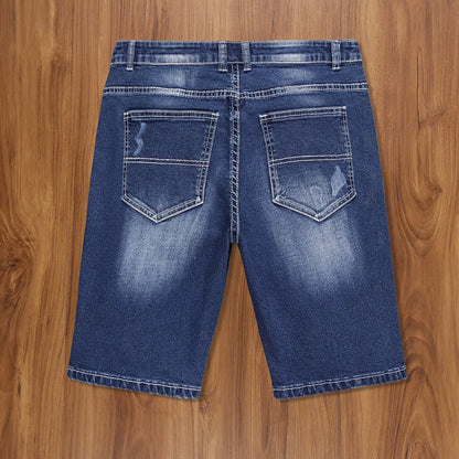 Neue Sommer Herren Stretch zerrissen kurze Jeans Blue Denim Shorts Hosen große lässige Mittel hose.