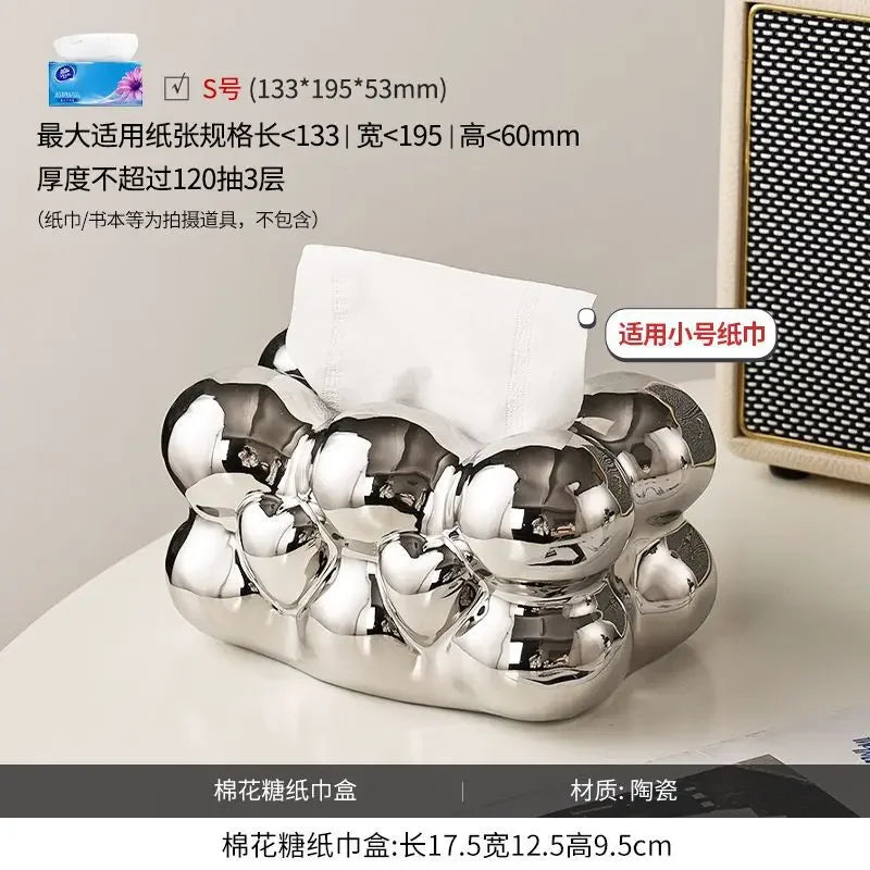 Geometry Tissue Box Cover Decorative Facial Tissue Holder Case Container for Bedroom Tissue Box Covers Rectangular Ceramic