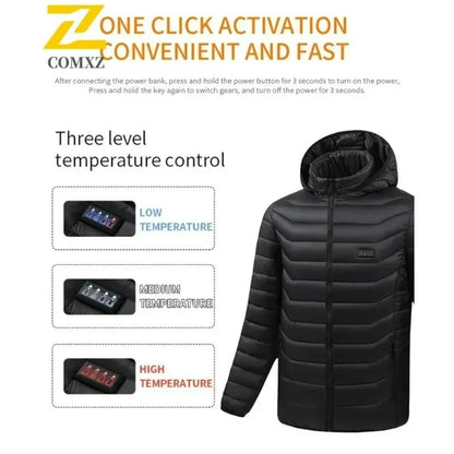21 Areas Heating Jacket Men Winter USB Electric Heated Coat Functional Self Heating Clothes Outdoor Snow Ski Thick Padded Jacket.