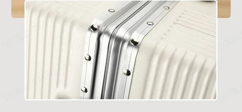 Vorne öffnender Rollgepäckkoffer mit großer Kapazität, Aluminiumrahmen, ABS + PC-Trolley, Koffer, USB-Lade-Boarding-Koffer