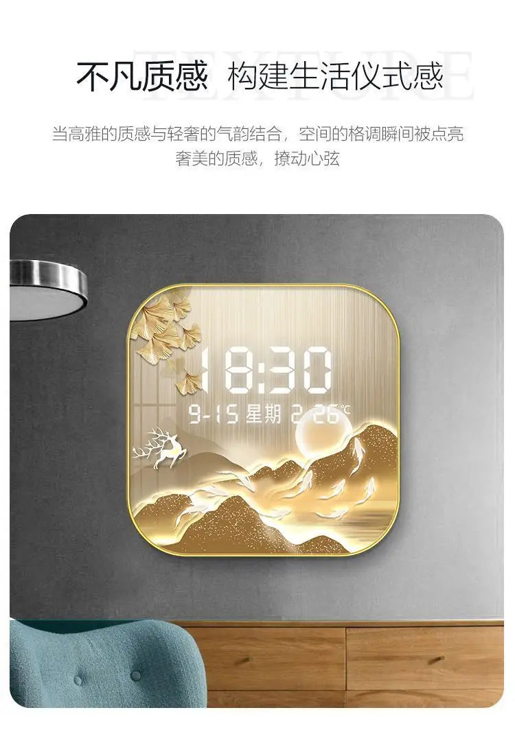 Wanduhr Digital anzeige stille Temperatur Uhr Quadrat Wohnzimmer Home Schlafzimmer Esszimmer Wandmalerei
