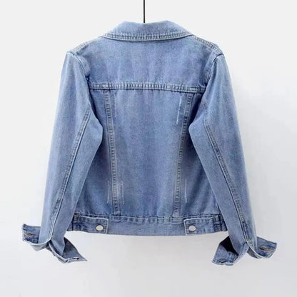 Frauen Denim Jacke einreiher Brust Klappe Tasche Jacke Langarm Dünne Kurze Mantel Retro Damen Denim Jacken Oberbekleidung