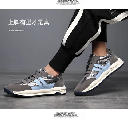Genuine Leather Lift Sneakers Men Height Increase Insoles 6/8cm High Quality Elevator Shoes Comfortable Breathable Casual Sports