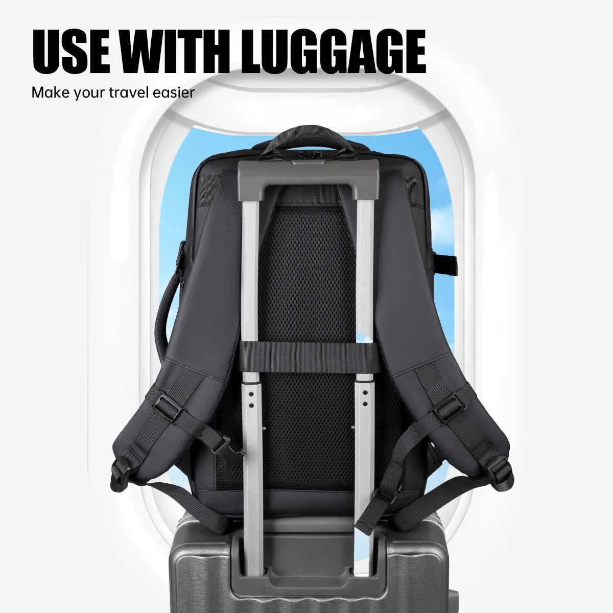 Urban Commuting Herren-Business-Rucksack mit großem Fassungsvermögen, wasserdicht, für Reisen, Boarding, Laptop, Geschäftsreise, Rucksack für Damen, erweiterbar, Familienreisen.