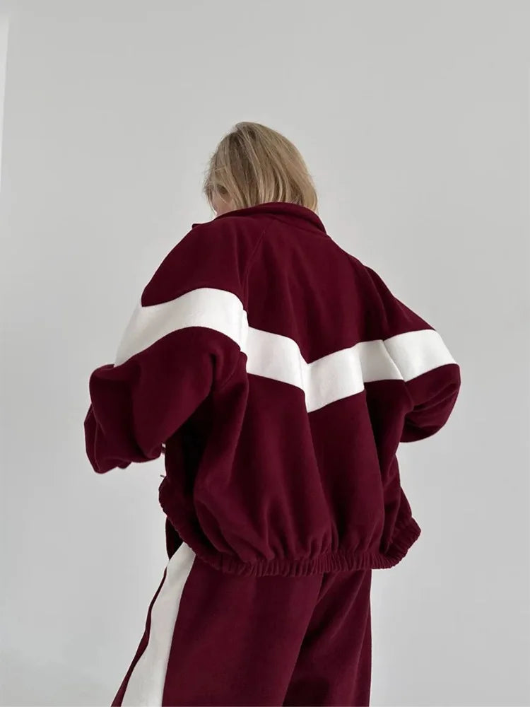 Women's Ready Zip Front Set Street Style Lightweight Hoodie & Pants Two Piece Sports Casual Fashion Loose Outdoor Outfit.