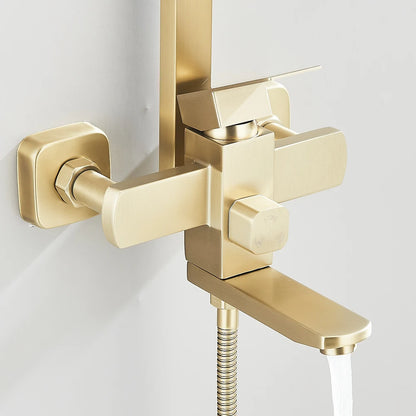 Gold Brushed Shower System 3 in 1 with Rain Handheld Shower Swivel Spout Shower For Bathroom Bathtub Shower Faucet