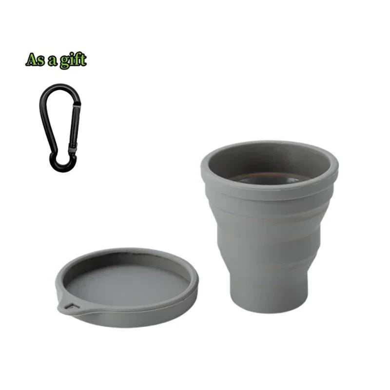 180ml Folding Cup Mini Retractable Cup Silicone Portable Teacup Outdoor Travel Coffee Telescopic Drinking Mug with Lid.