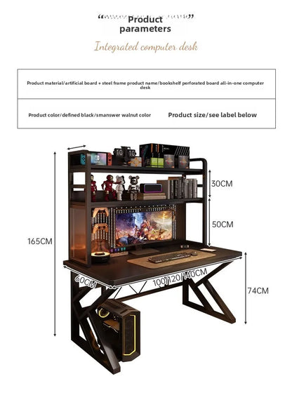 Schreibtisch, Bücherregal, integrierter Schreibtisch mit Lochbrett, Schlafzimmer, E-Sport-Tisch, Desktop-Computertisch