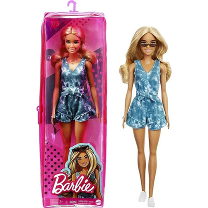 Original Mattel Barbie Fashionistas Doll Floral Dress with Sweet Casual Clothes and Accessories Toys for Girls Collection Gift.