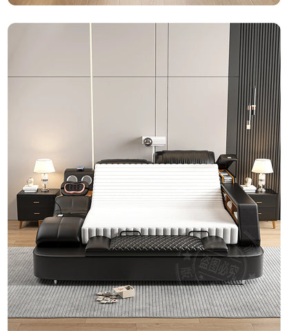 Nordic Multifunktions Doppelbett Seite Von Seite Leder Luxus Kingsize Bett Rahmen Plattform Holz Design Lit Schlafzimmer Set Möbel