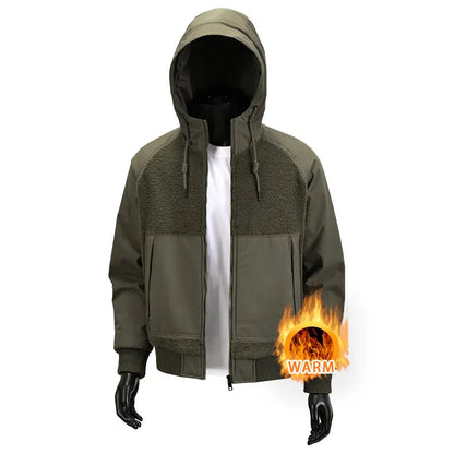 Outdoor Hiking Jacket Winter Fleece Windproof Camping Fishing Hooded Jacket Male Thick Warm Trekking Climbing Skiing Casual Coat