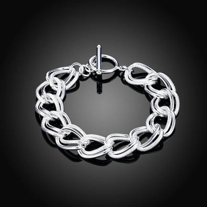 Fine 925 Sterling Silver Noble Nice Chain Solid Bracelet for Women Men Charms Party Gift Wedding Fashion Jewelry Hot Model.