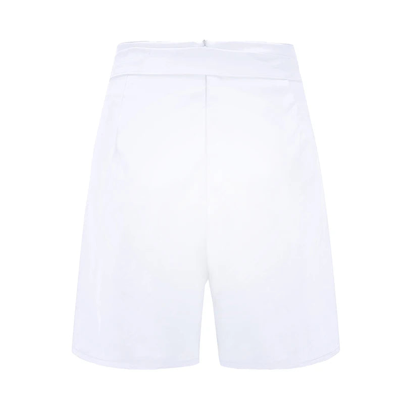 Y2K Solid Button Front Shorts Tie Waist Beach Summer High Waist Shorts Women's Clothing.