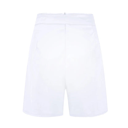 Y2K Solid Button Front Shorts Tie Waist Beach Summer High Waist Shorts Women's Clothing.