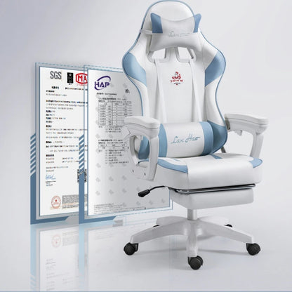 Ergonomischer Gaming-Stuhl, Gamer-Stühle mit Kopfstütze mit Lendenkissen, höhenverstellbarer Computer-Bürostuhl für Mädchen und Jungen