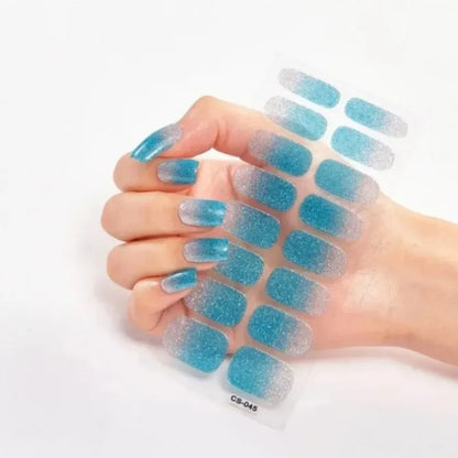 Glitter Gradient Full Cover Nail Art Stickers Fashion Silver Purple Nail Polish Strips DIY Waterproof Nail Foil Sticker Manicur