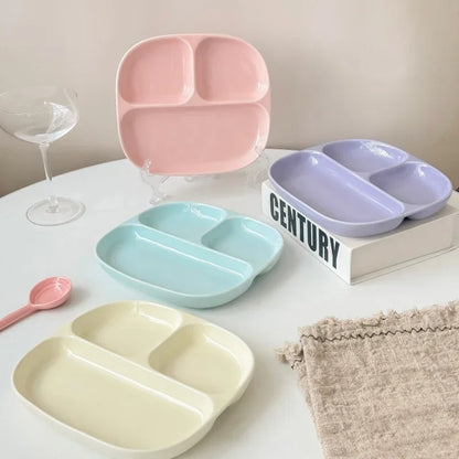 3Grid Plates for Food Dinner Plates Dinnerware Dining Compartment Plate Serving Dishes Salad Kitchen Eco-friendly Tableware.