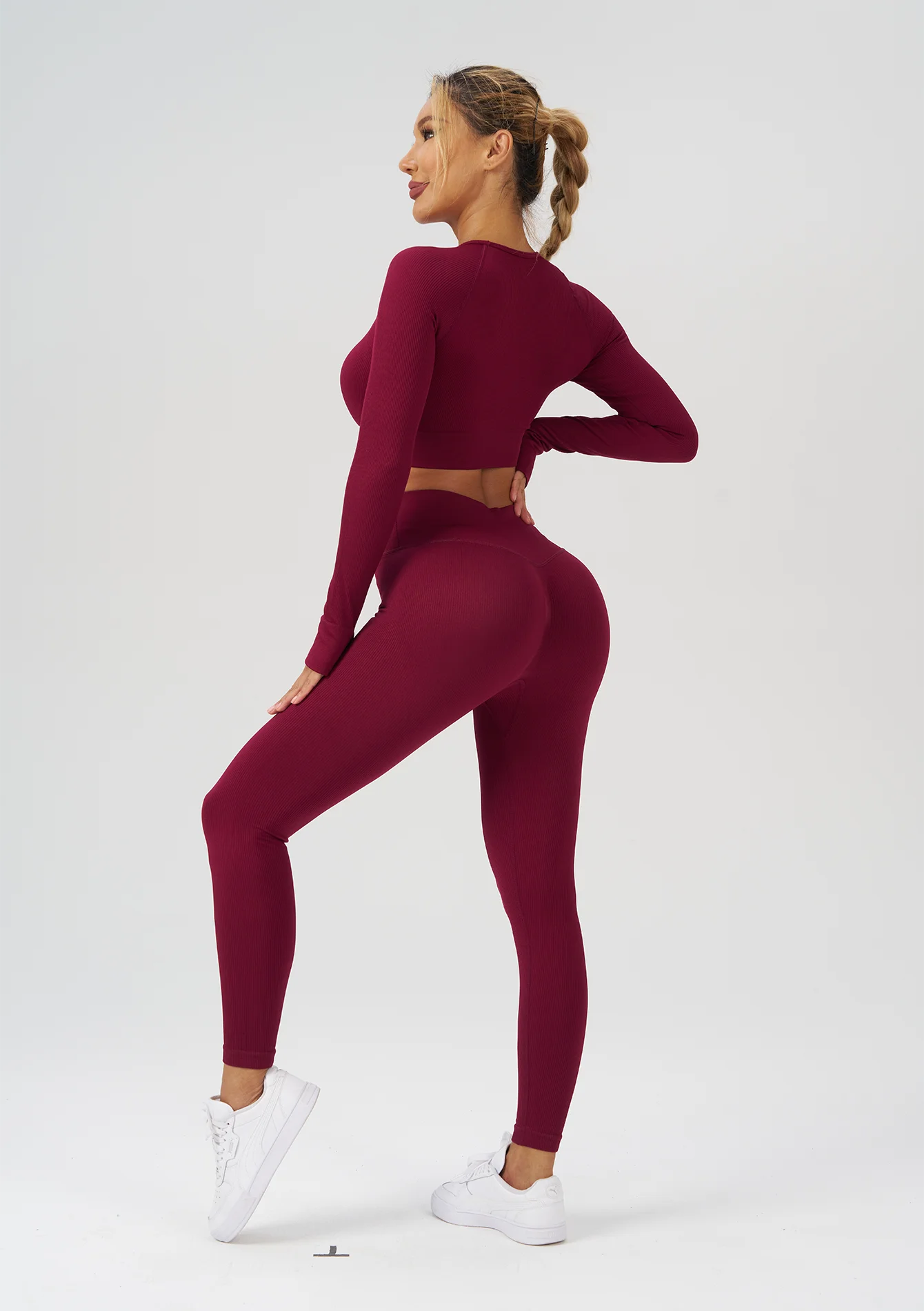 Woman Clothing Yoga Long Sleeve Top Sets Gym Leggings Pilate Yoga Women's Tracksuit Seamless Workout Clothes Outdoor Sportswears.