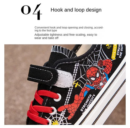 Disney Children's Canvas Shoes Spiderman Boys Sneakers Anti-slip Student Shoes Kids Soft Bottom Outdoor Shoes Sport Shoes.