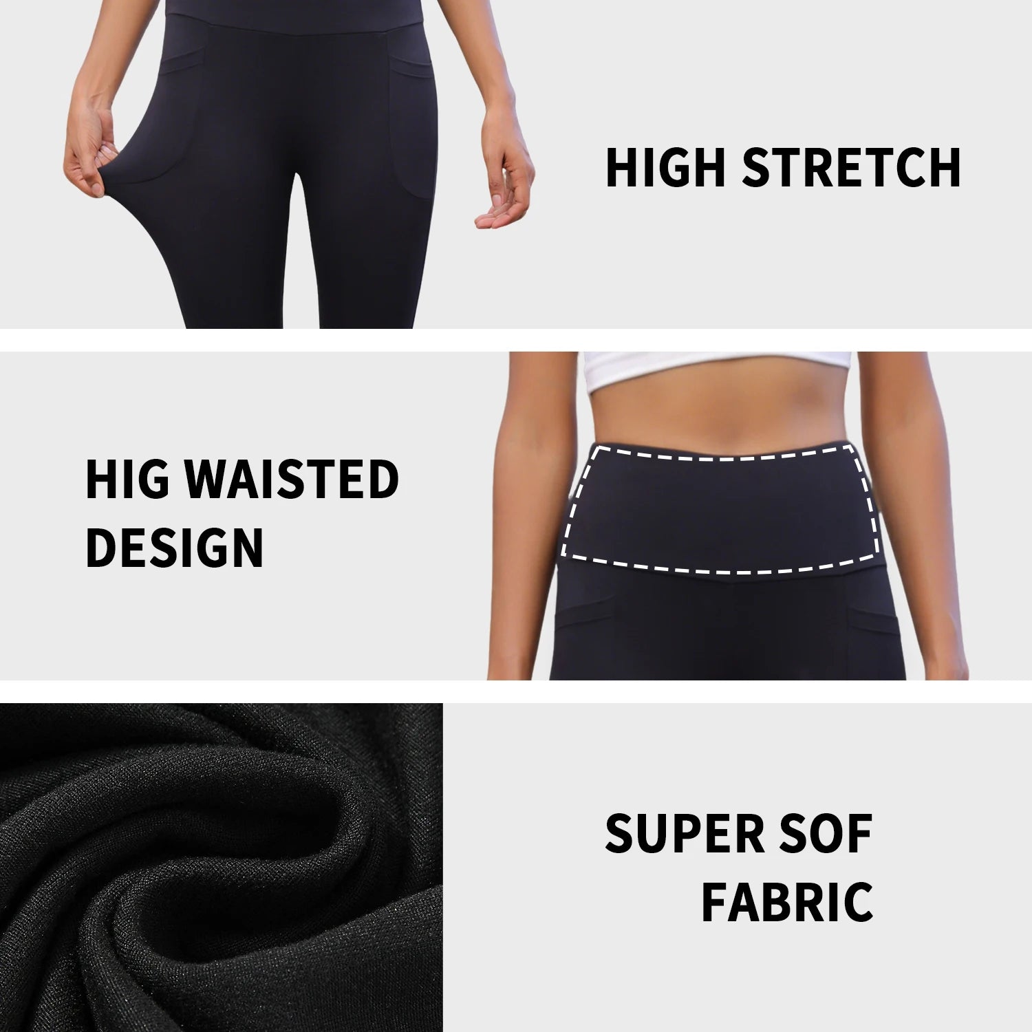 Women's Super Soft Flare Pants with Pockets High Waisted Tummy Control Workout Yoga Push Up Gym  Fitness Leggings Bell Bottoms.