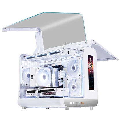 X-GAMERX HUANYI WING MATX Seaview room Case Vertical Desktop Computer 360 Water-cooled Chassis TYPE-C Interface With Screen.